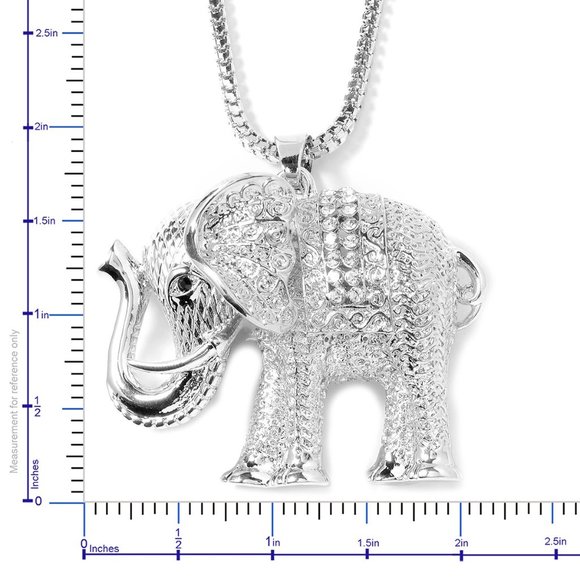 White and Black Austrian Crystal Elephant Necklace - Picture 2 of 3